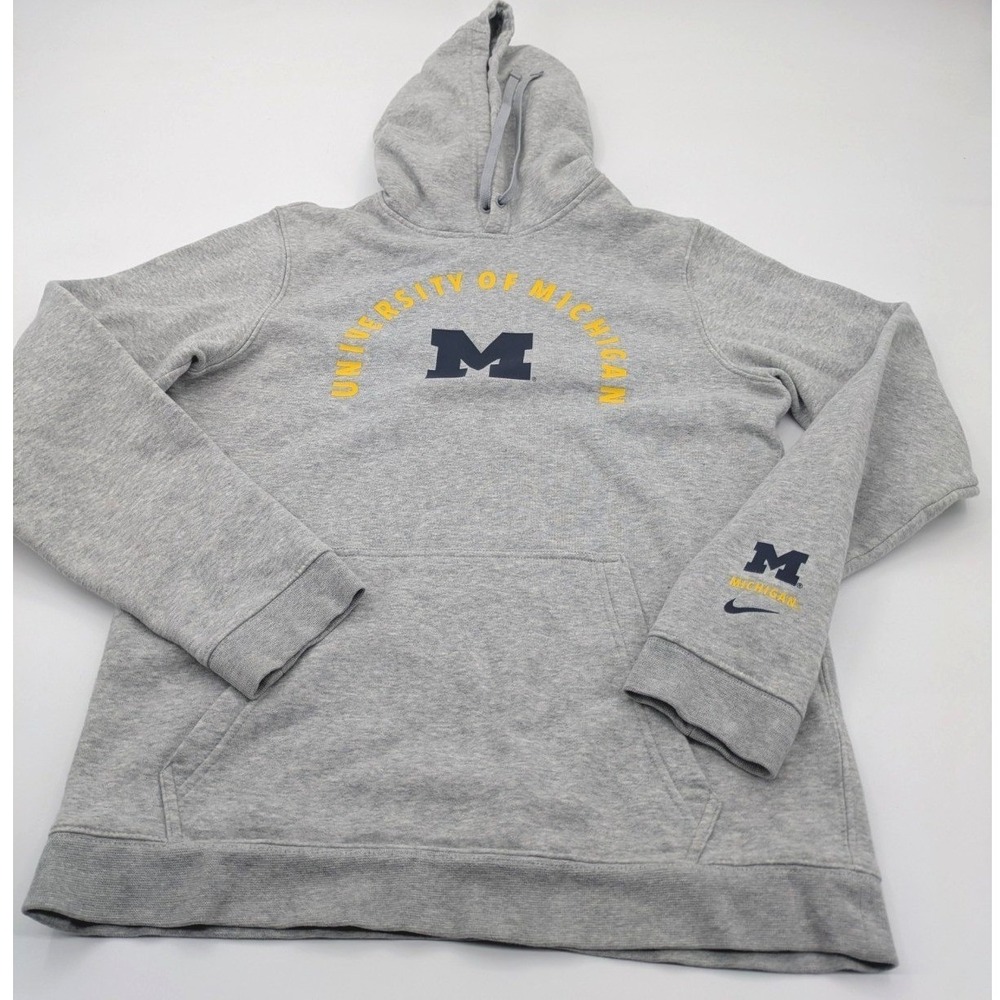 Nike University of Michigan Wolverines‎ Hoodie Sweatshirt Mens Small Grey
